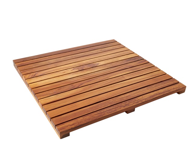 DL-0815- cb2 -bath mat teak - Scandinavian Spa-Like Bathroom