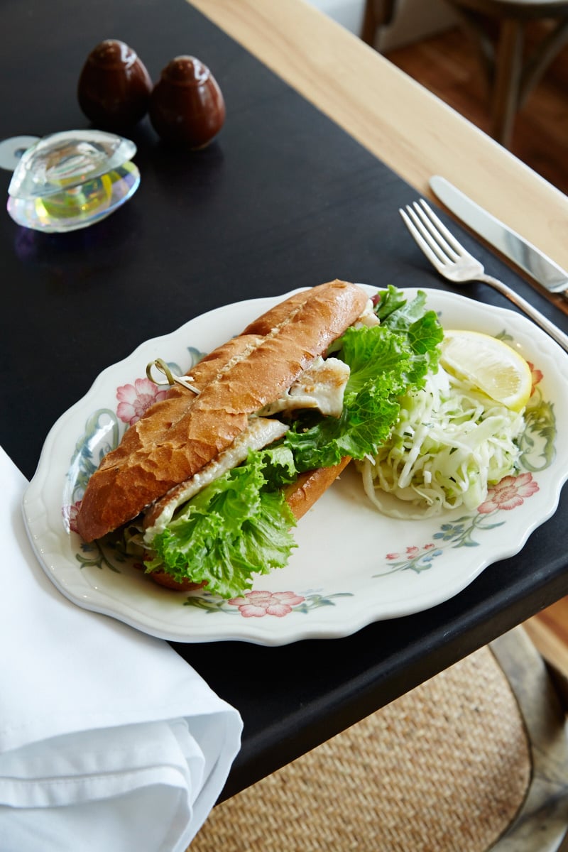 Sandwich at Honest Weight sustainable seafood