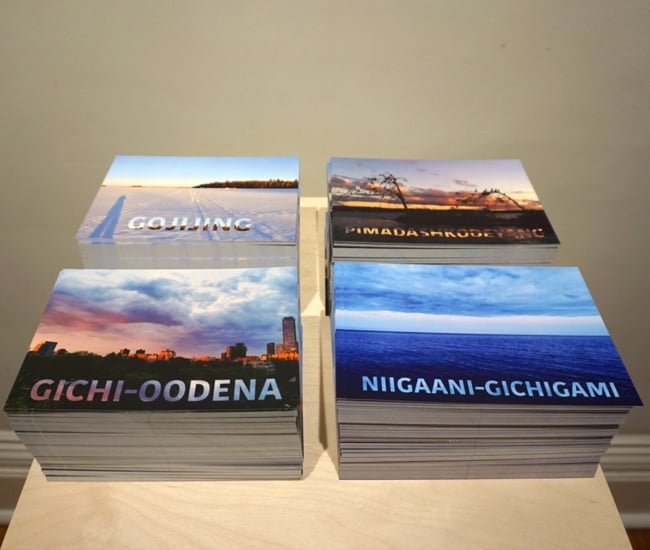 Piles of books on a table