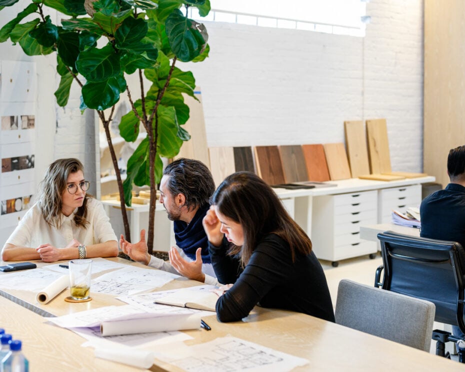 Paolo Ferrari in his studio with colleagues