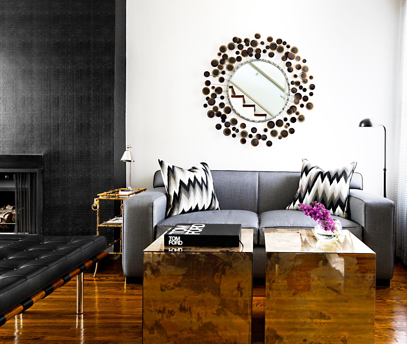 faux-leather fireplace