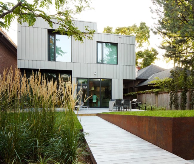 Modern home backyard