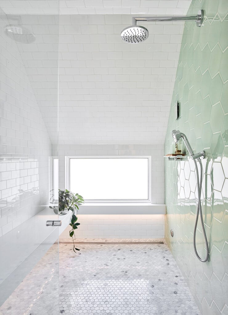 Wanda Ely Sage Green Bathroom with Octogonal Tiles