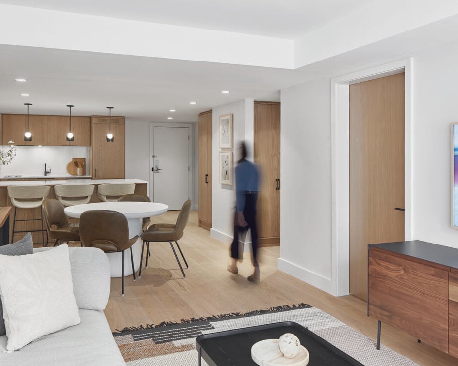 Interiors of Manulife Centre hidden hotel designed by Alison McNeil