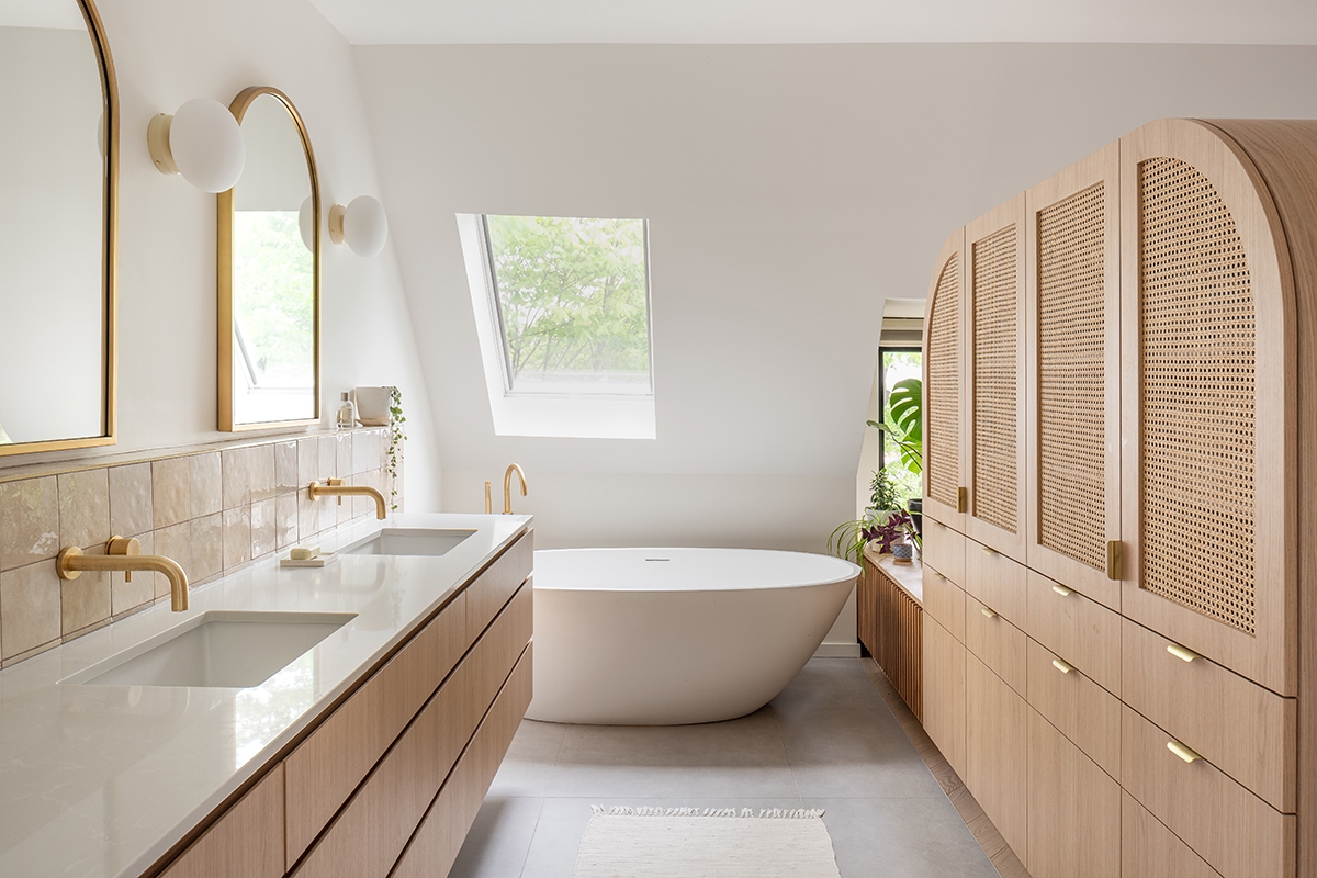 Bathroom layout of a third floor attic transformed by Architect Nova Tayona