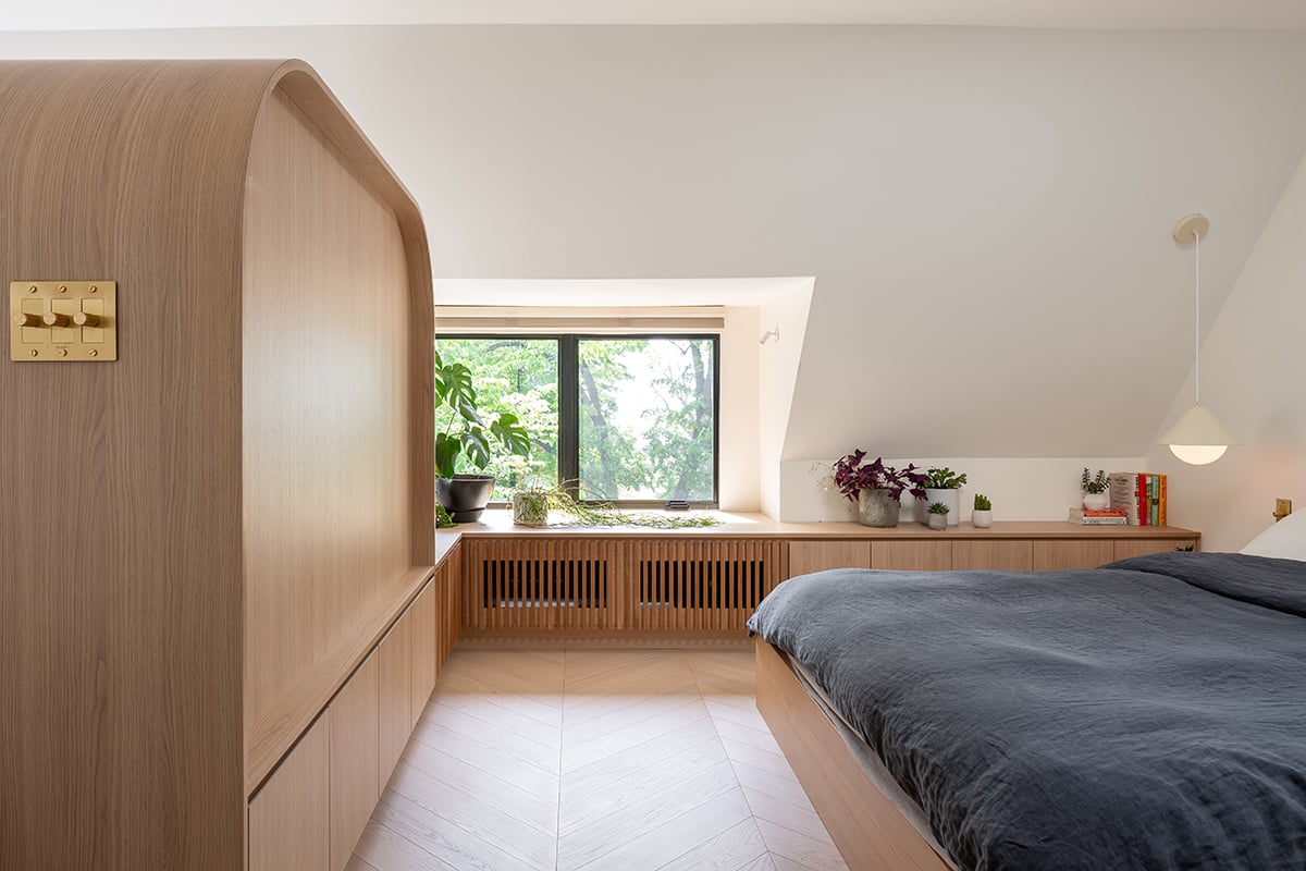 Bedroom layout of a third floor attic transformed by Architect Nova Tayona