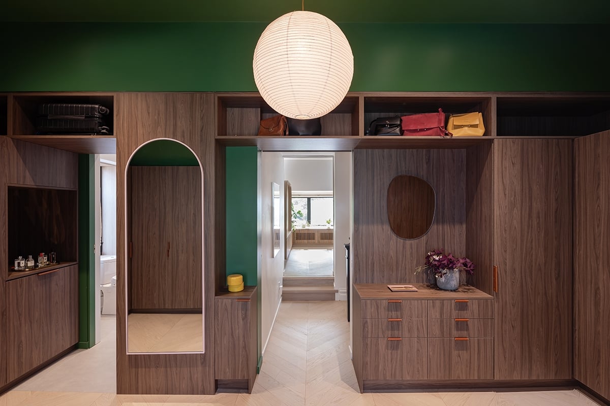 Walk-in closet in a third floor attic transformed by Architect Nova Tayona